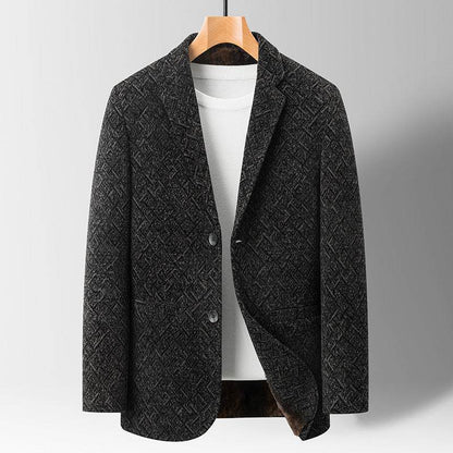 Buycenter Casual Chenille Suit Jacket for Men - Slim Fit Dark Blue & Brown - Buy Center US