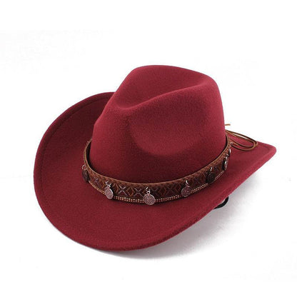 Woolen Cowboy Hat for Men & Women - Adjustable Ethnic Style Summer Accessory - Buy Center US
