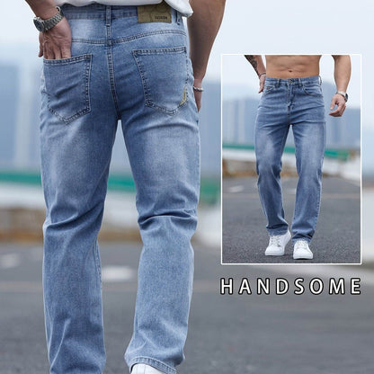 Men's Light Blue Washed Jeans - Relaxed Fit, High-Quality Cotton Blend - Buy Center US