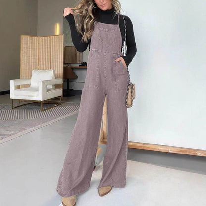 Fashion Denim Wide Leg Jumpsuit for Women - Stylish Sleeveless Design - Buy Center US