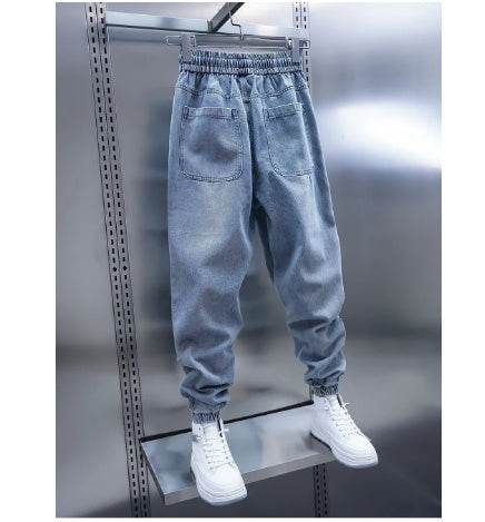 Light Blue Big Pocket Jeans for Teens - High Elasticity & Low Waist - Buy Center US