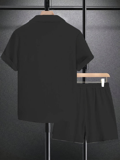 2025 Summer Men's Short-Sleeve Shirt - Casual Jacquard Stripes Set - Buy Center US