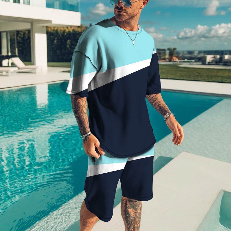 Men's Trendy Casual Beach Suit - 3D Textured Polyester Set - Buy Center US