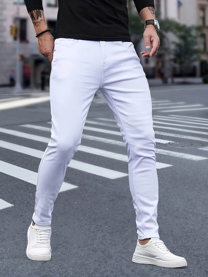 High Street Pure White Jeans for Men - Stylish and Versatile Skinny Fit - Buy Center US