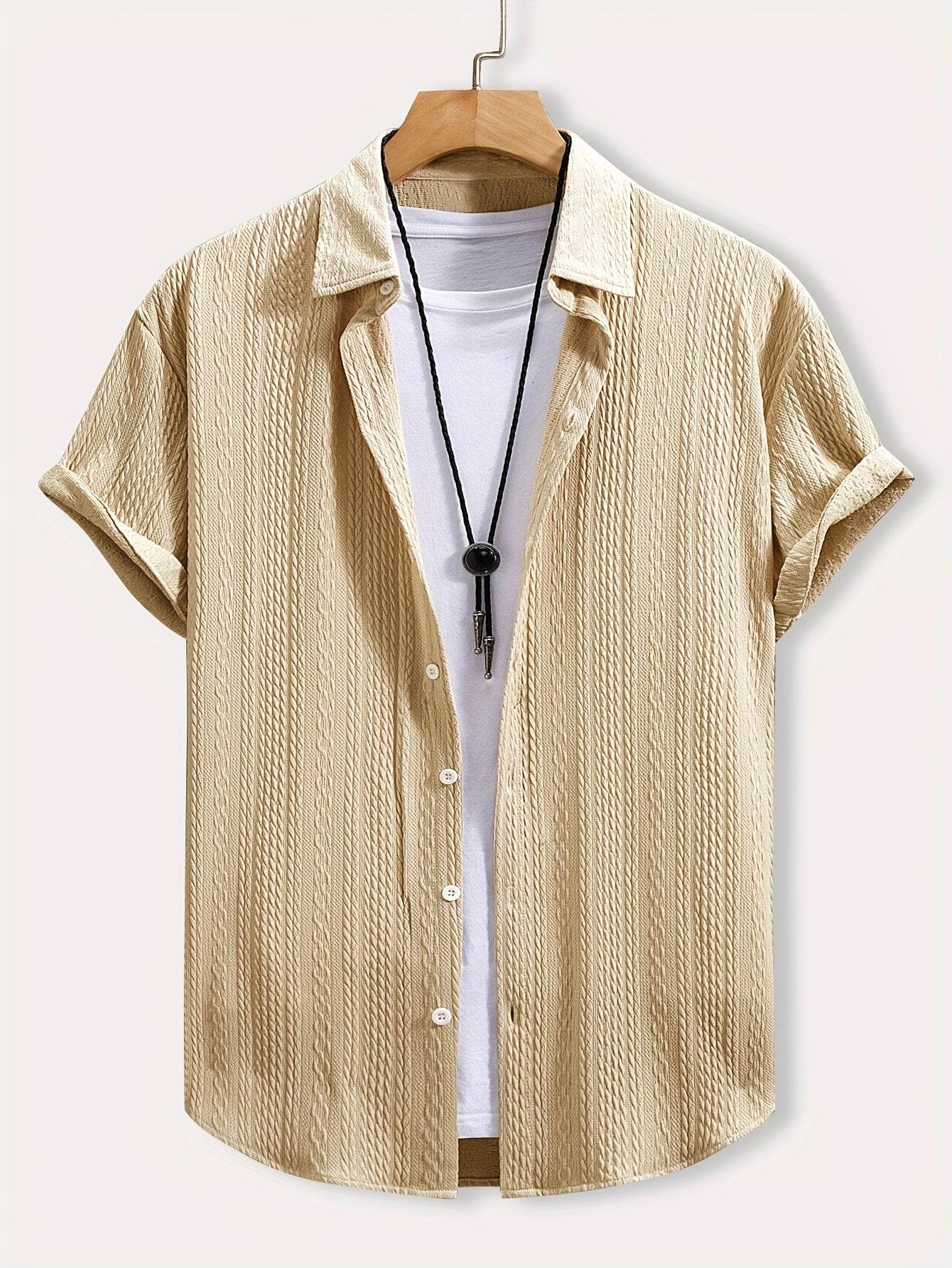 Men's Geometric Pattern Casual Shirt - Short Sleeve Lapel Collar Fit - Buy Center US