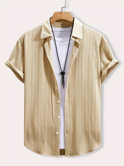 Men's Geometric Pattern Casual Shirt - Short Sleeve Lapel Collar Fit - Buy Center US