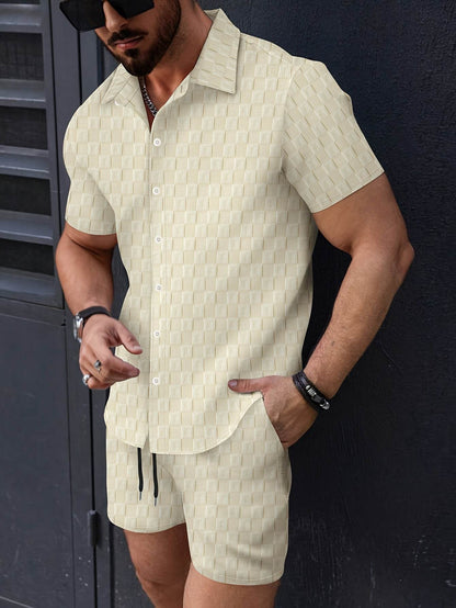 NIKXUAN Men's Casual Short-Sleeved Suit - Breathable Checkered Summer Top - Buy Center US