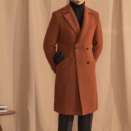 Buycenter Double-Breasted Mid-Length Wool Overcoat - Stylish & Warm - Buy Center US