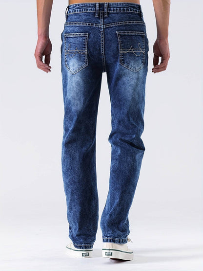Men's Slim Fit Stretch Jeans - Chic Distressed Street Style Denim - Buy Center US