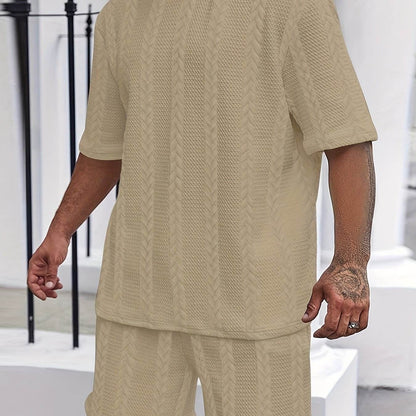 2025 Summer Braided Casual Sports Suit for Men - Polyester, Regular Fit - Buy Center US