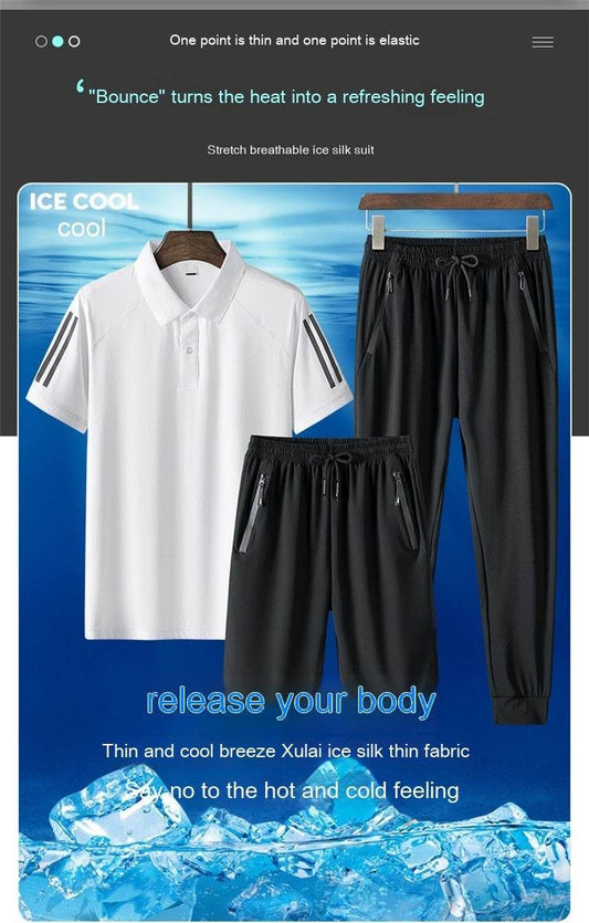 Buycenter Men's Summer Sports Suit - Ice Silk, Casual & Comfortable - Buy Center US