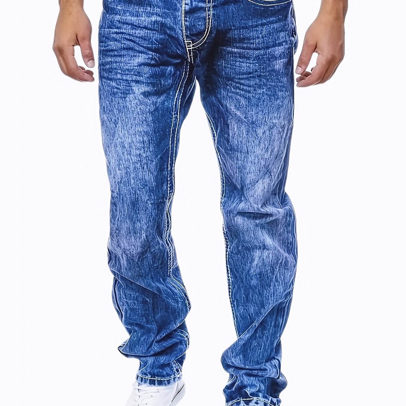 Men's Regular Fit Jeans - Slight Stretch Denim for All-Season Comfort - Buy Center US