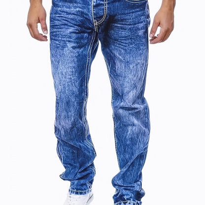 Men's Regular Fit Jeans - Slight Stretch Denim for All-Season Comfort - Buy Center US