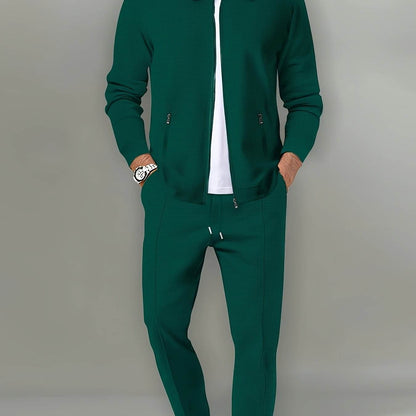 Casual September Jacket and Pants Set - Long Sleeve, Solid Color - Buy Center US