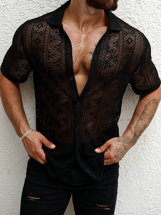 Men’s Casual Knit Open Sweater - Lightweight Lapel Summer Shirt - Buy Center US