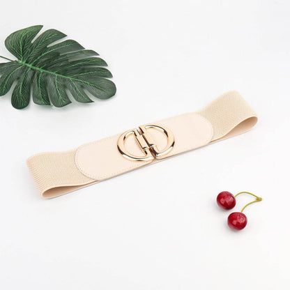Stylish Women's Wide Belt with Elastic Buckles - Multiple Colors Available - Buy Center US
