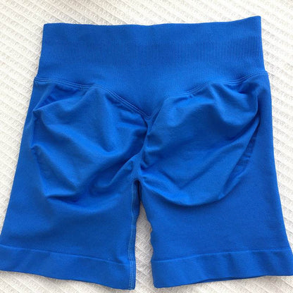 Ladies Seamless Knitted Yoga Shorts - Slim Fit in Electric Light Blue - Buy Center US