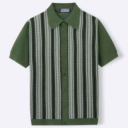 Men's Casual Striped Jacquard Sweater - Stylish Tencel for Summer - Buy Center US