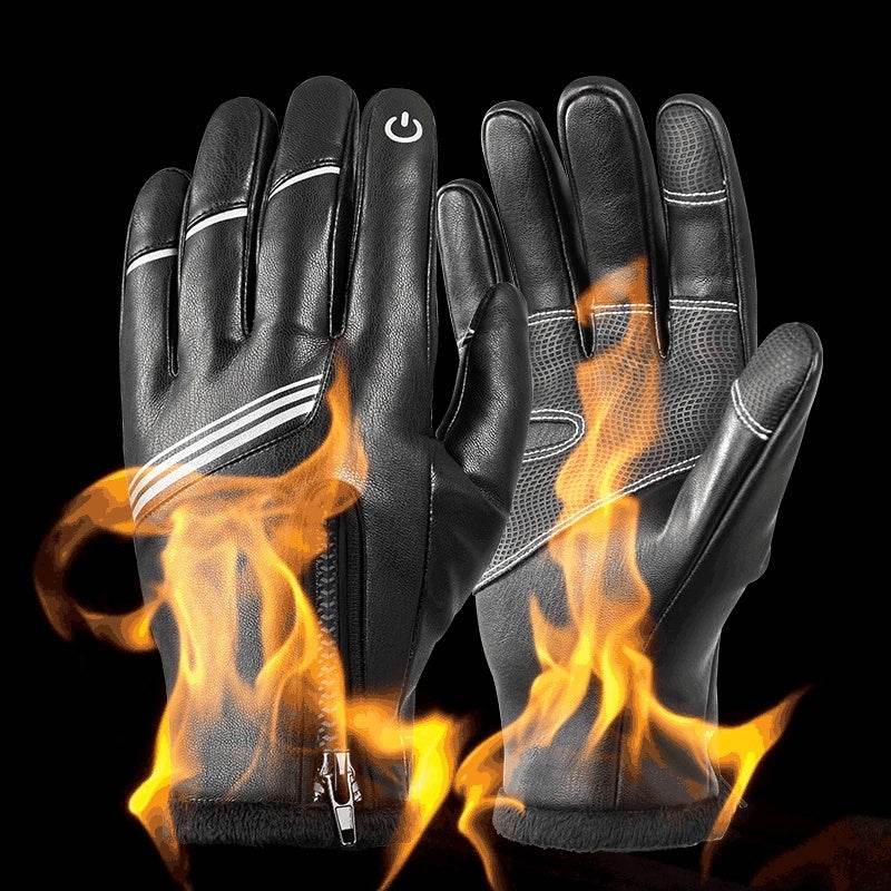 Buycenter Winter Leather Riding Gloves - Fleece-Lined, Windproof Design - Buy Center US
