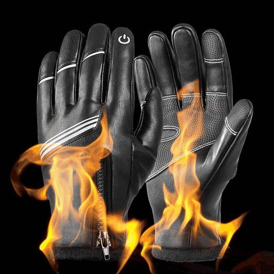 Buycenter Winter Leather Riding Gloves - Fleece-Lined, Windproof Design - Buy Center US