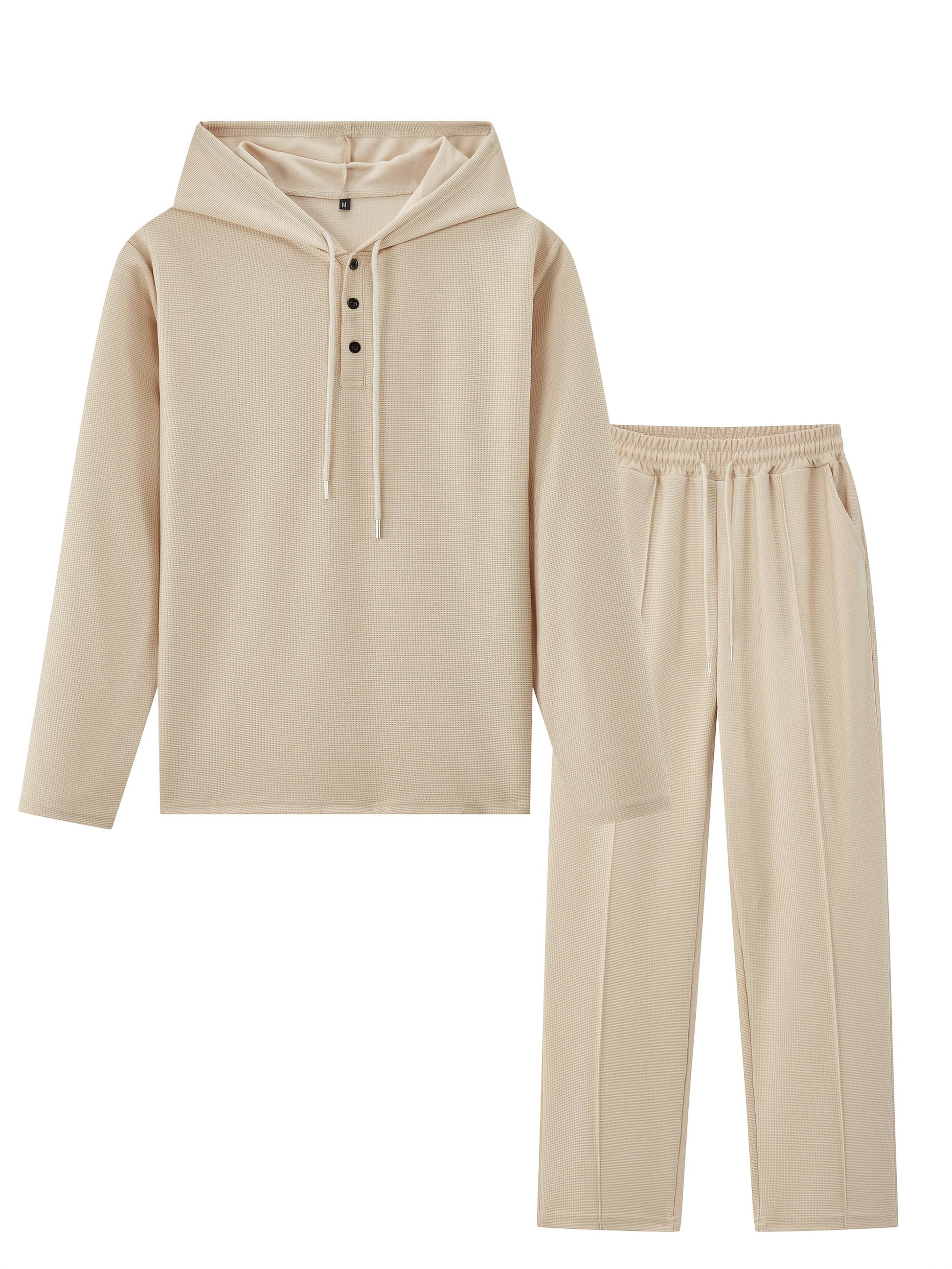 Casual Men's 2-Piece Set - Hooded Sweatshirt & Drawstring Pants - Buy Center US