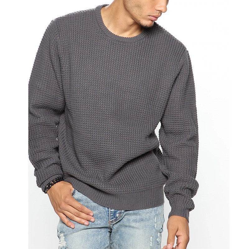 Casual Men's Long Sleeve Crew Neck Pullover - Loose Fit, Multiple Colors - Buy Center US