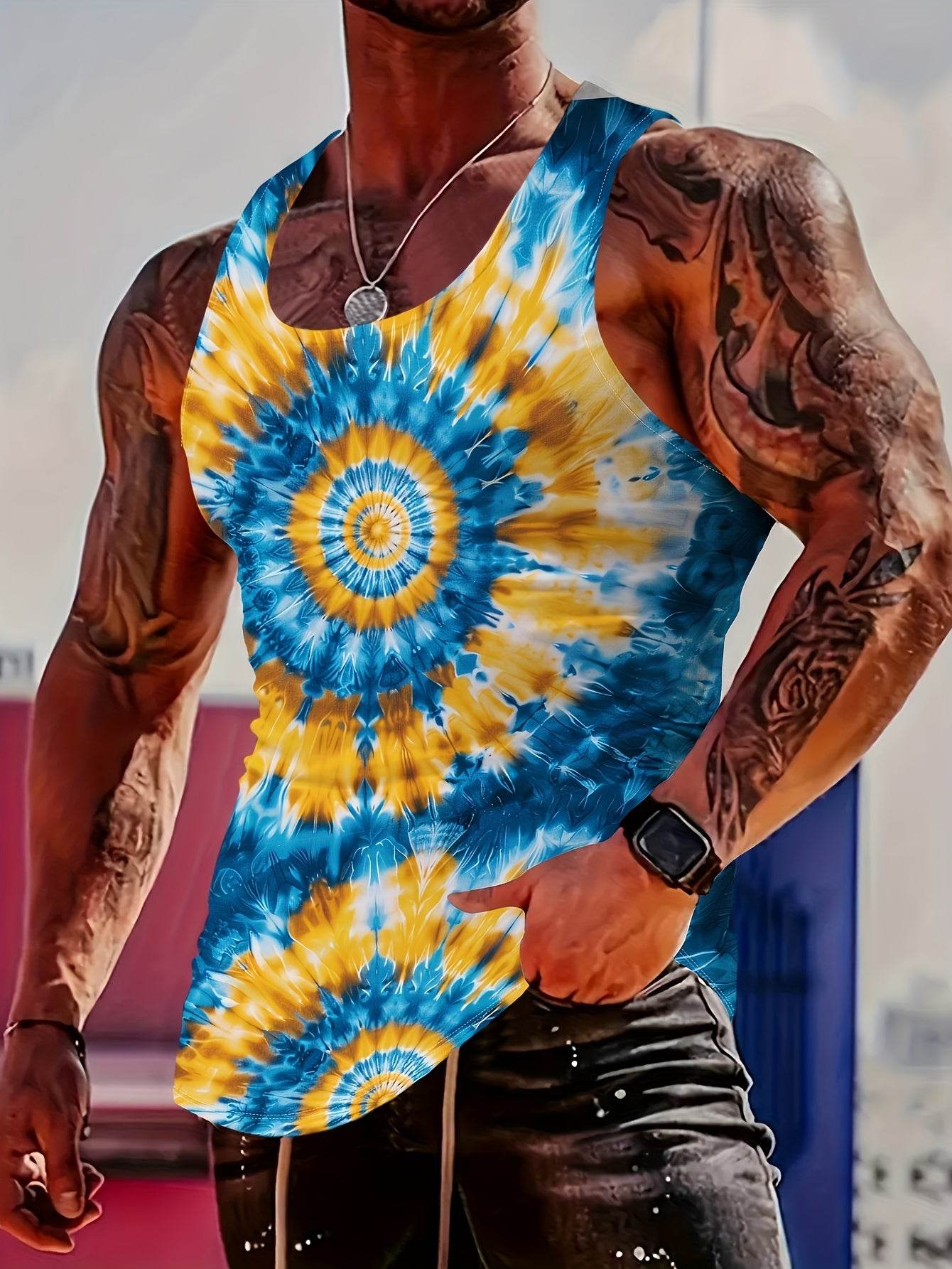 MBD Men's Stylish Lion Print Tank Top - Casual Sleeveless Summer Wear - Buy Center US