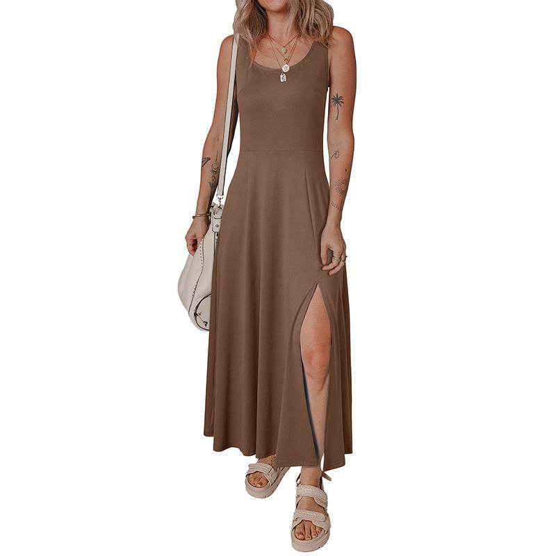 Elegant Sleeveless Long Knitted Dress - European & American Style - Buy Center US
