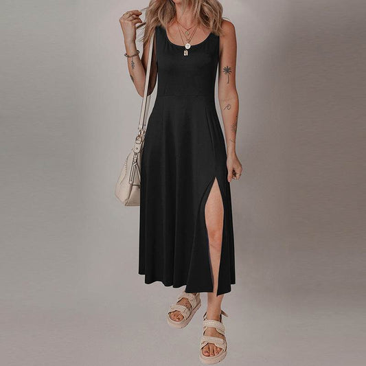 Elegant Sleeveless Long Knitted Dress - European & American Style - Buy Center US