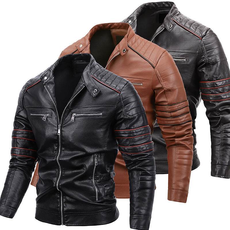 Buycenter Men's Plus Velvet Motorcycle Jacket - Casual & Stylish Fit - Buy Center US