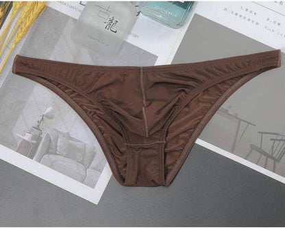 Buycenter Low Waist Men's Briefs - Transparent Ice Silk T-shaped Design - Buy Center US