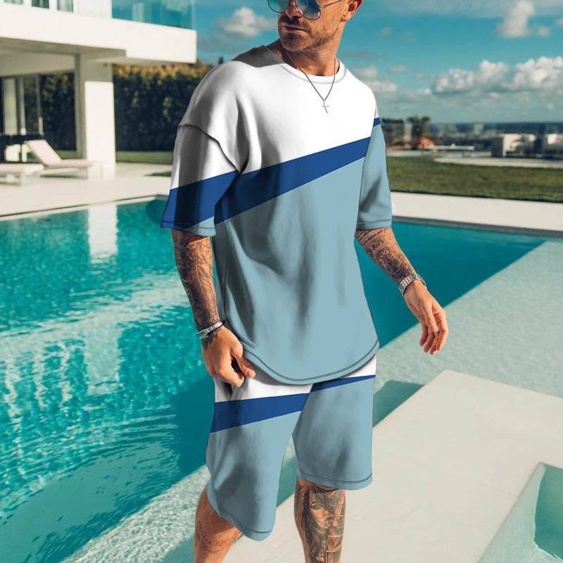 Men's Trendy Casual Beach Suit - 3D Textured Polyester Set - Buy Center US
