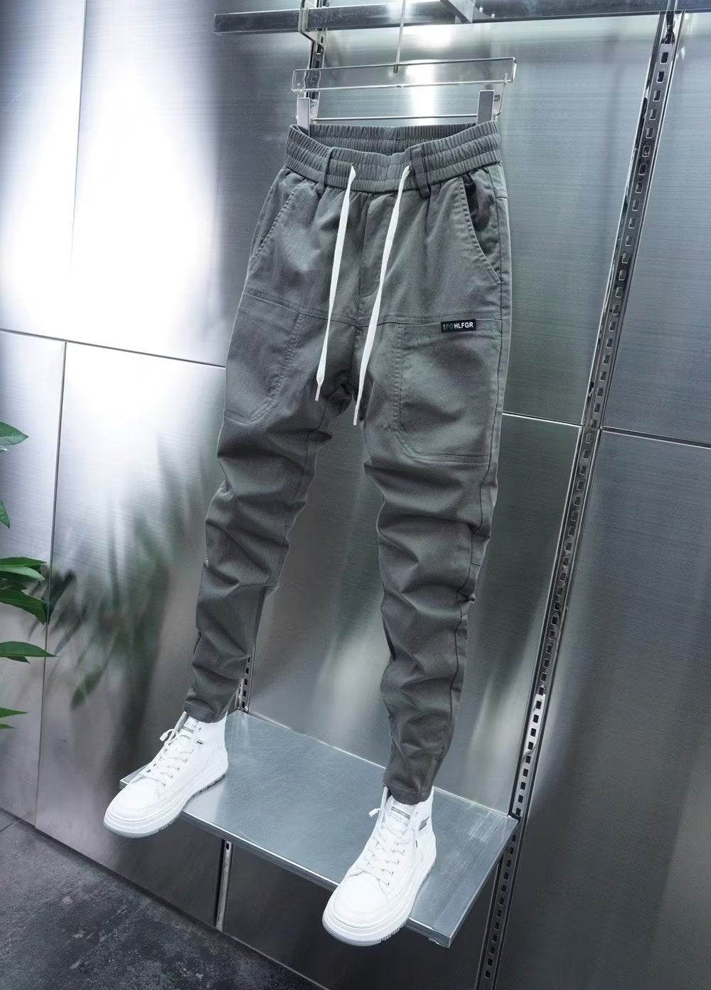 Solid Color Harem Trousers - Elastic Ankle-tied Casual Pants for Comfort - Buy Center US