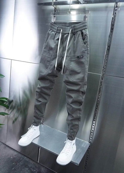 Solid Color Harem Trousers - Elastic Ankle-tied Casual Pants for Comfort - Buy Center US