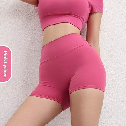 Women's High Waist Sport Shorts - Solid Color, Moisture-Wicking Design - Buy Center US