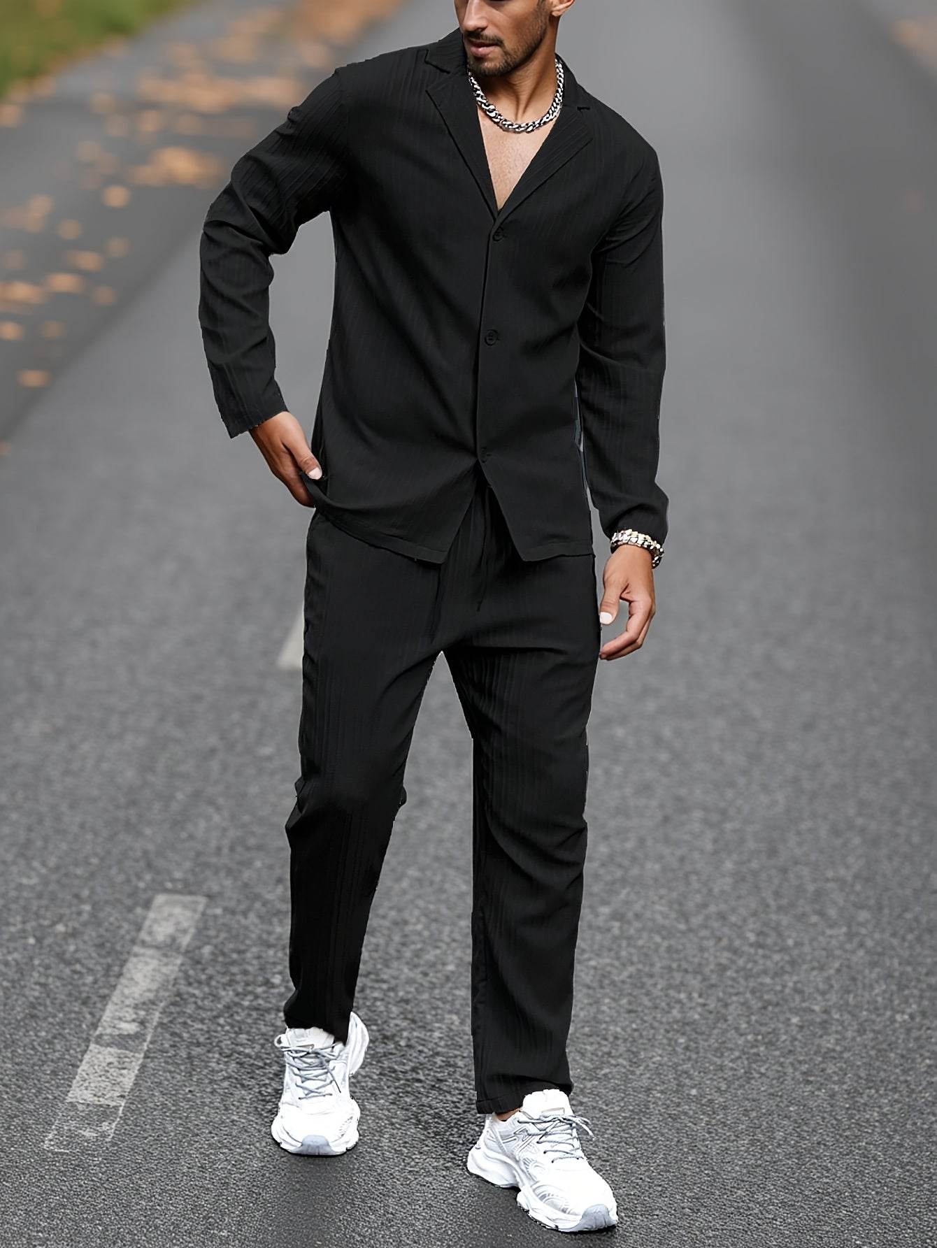 Elegant Autumn Long Sleeve Shirt & Pants Casual Suit - Comfortable Fit - Buy Center US
