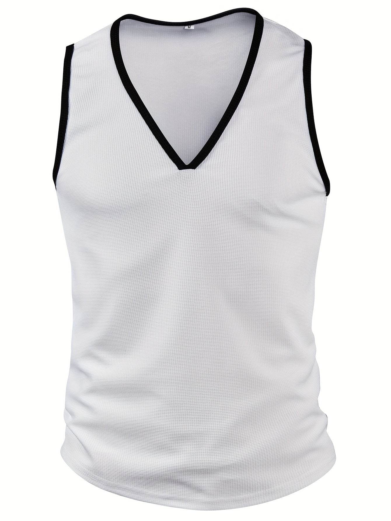 Fashionable Men's Slim-Fit Vest - Solid Color V-Neck with Stretch - Buy Center US