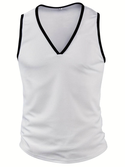 Fashionable Men's Slim-Fit Vest - Solid Color V-Neck with Stretch - Buy Center US