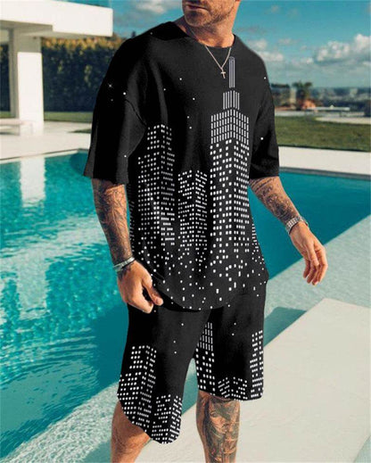 Simple Men's 3D Print Oversized Shirt & Shorts Set - Comfortable Style - Buy Center US