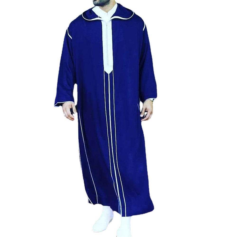 Buycenter Men's Dark Blue Casual Stand Collar Robe - Summer Comfort - Buy Center US