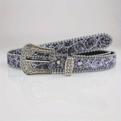 Rhinestone Women's Thin Belt - Fashion Personality, Handmade PU Leather - Buy Center US