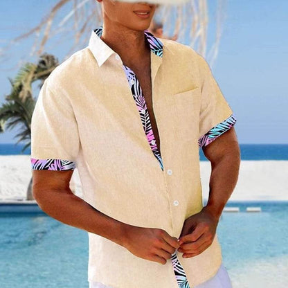 Buycenter Men's Beach Striped Casual Shirt - Loose Fit, Cartoon Design - Buy Center US