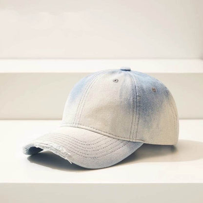 Distressed Gradient Denim Baseball Cap - Adjustable & Fashionable for All Seasons - Buy Center US