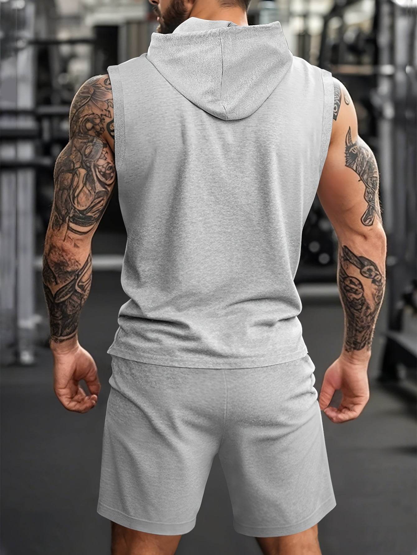 Men's Casual Hooded Tank Top & Shorts Set - Skull Print Summer Sportswear - Buy Center US