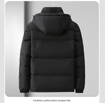 Buycenter Men's Winter Down Jacket - Hooded, Loose Fit, Polyester Fiber - Buy Center US