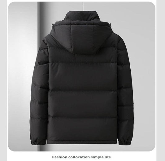 Buycenter Men's Winter Down Jacket - Hooded, Loose Fit, Polyester Fiber - Buy Center US