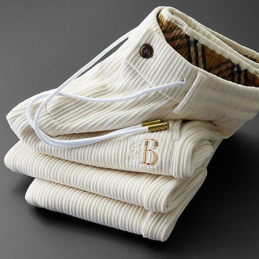 Fashionable Corduroy Sweatpants for Men - Micro Elasticity & Mid Waist - Buy Center US