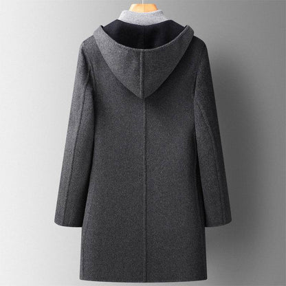 Buycenter Men's Wool Overcoat - Double-Sided, Hooded, Slim Fit for Winter - Buy Center US