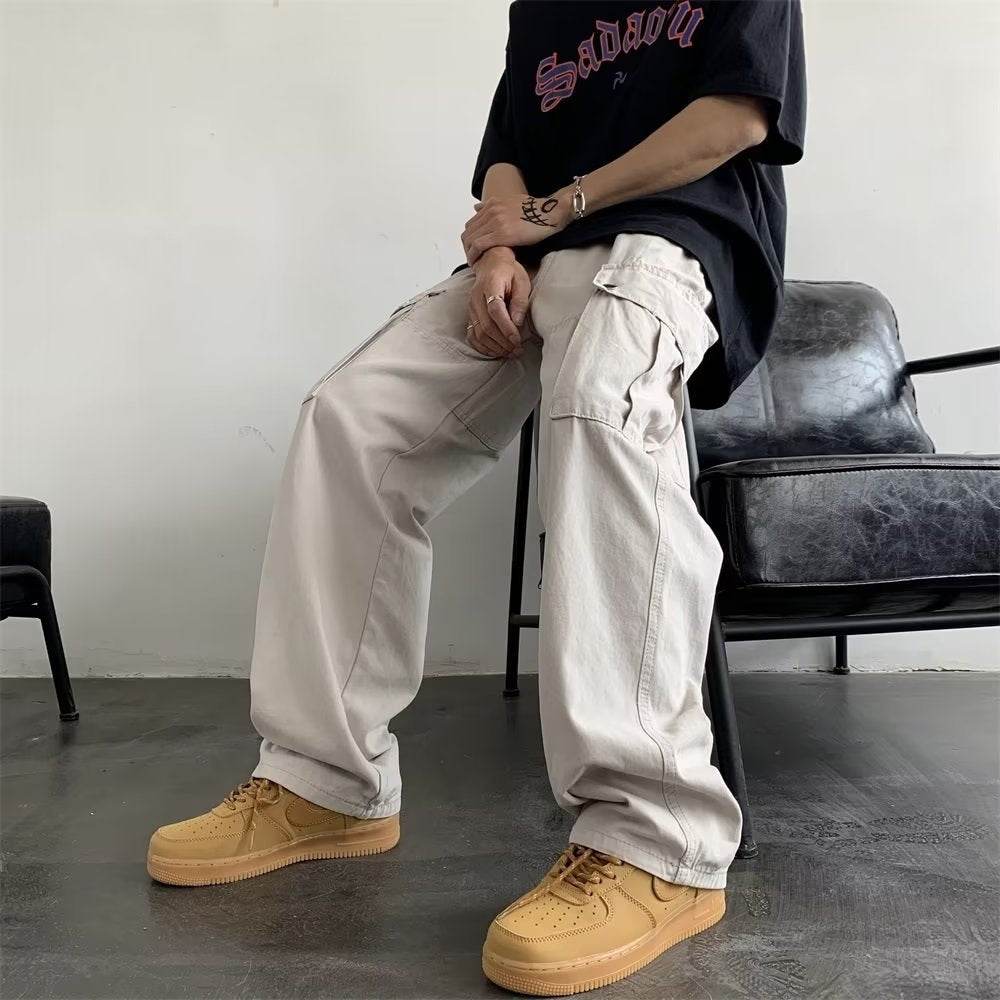 Buycenter Men's Khaki Overalls - American Retro Style for Autumn Fashion - Buy Center US