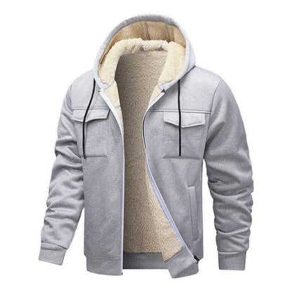 Buycenter Fleece-Lined Leisure Coat - Korean Style Hooded Cardigan - Buy Center US